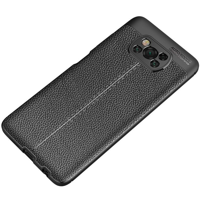 Deksel Til Poco X3 / X3 Pro / X3 NFC Dobbel Linje Litchi Leather Effect