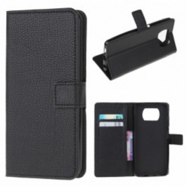 Folio Deksel Til Poco X3 / X3 Pro / X3 NFC Litchi Grain Leather Effect