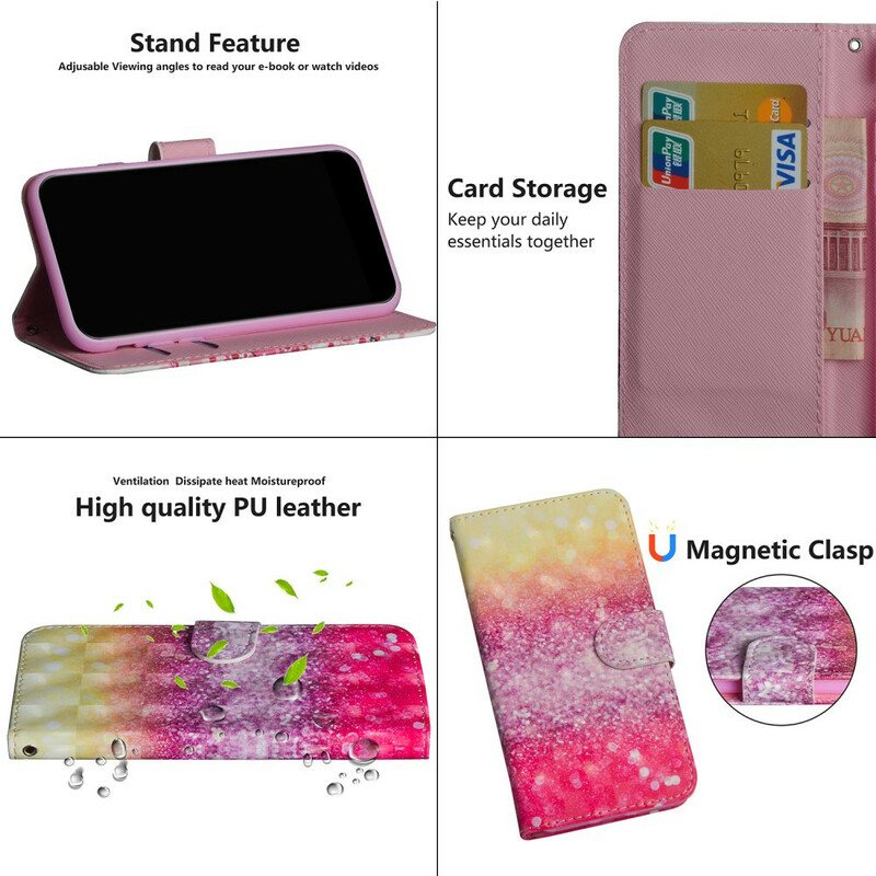 Folio Deksel Til Poco X3 / X3 Pro / X3 NFC Magenta Glittergradient