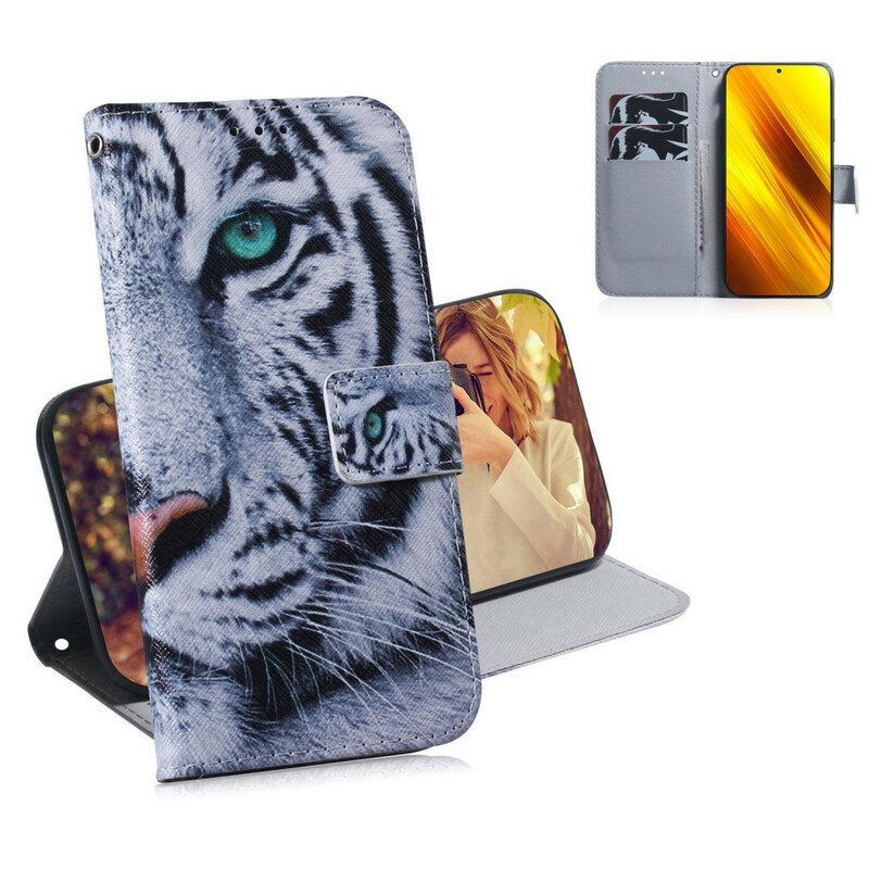 Folio Deksel Til Poco X3 / X3 Pro / X3 NFC Tiger Ansikt