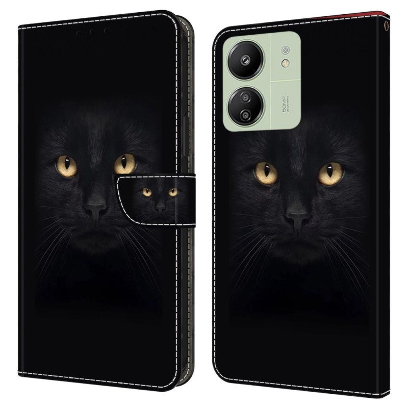 Folio Deksel Til Poco C65 Black Cat Eyes