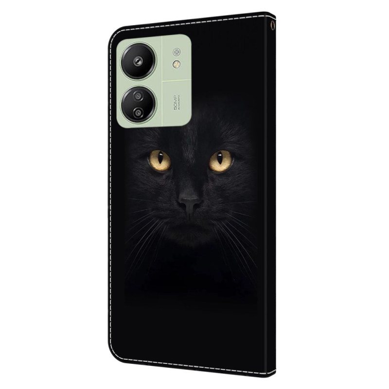 Folio Deksel Til Poco C65 Black Cat Eyes