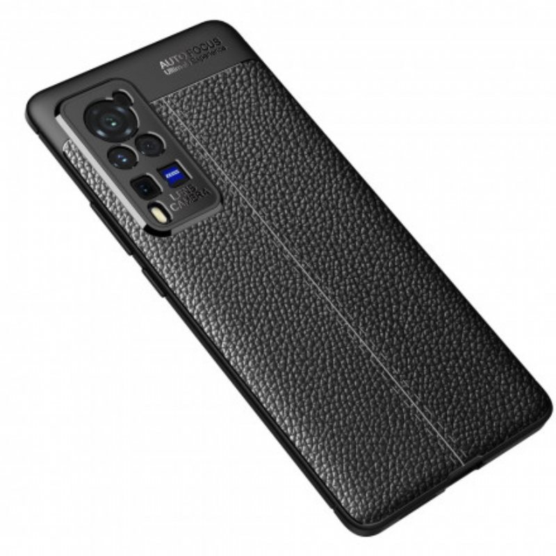 Deksel Til Vivo X60 Pro Dobbel Linje Litchi Leather Effect