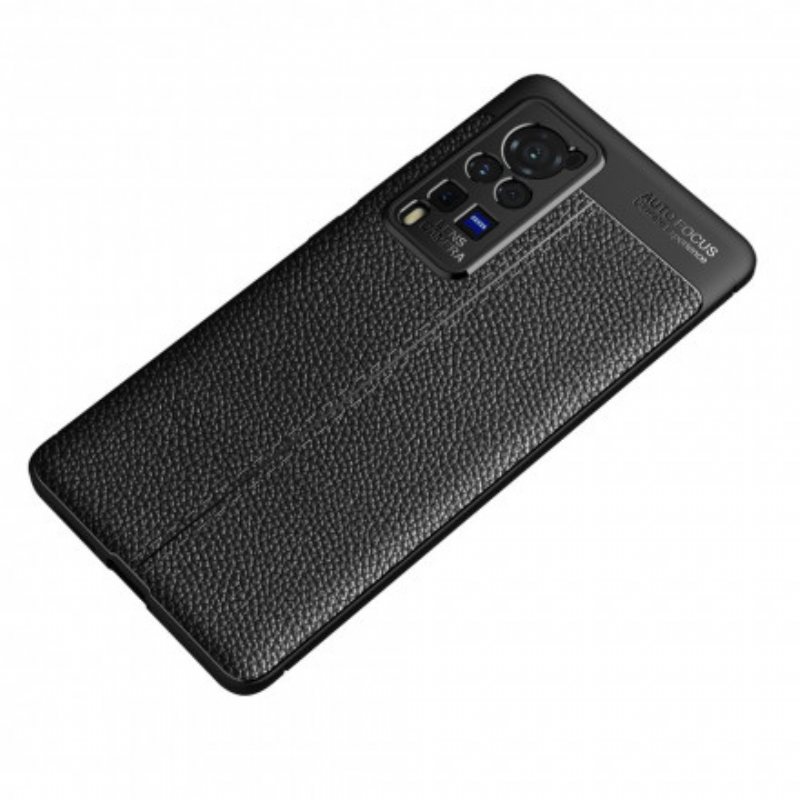 Deksel Til Vivo X60 Pro Dobbel Linje Litchi Leather Effect