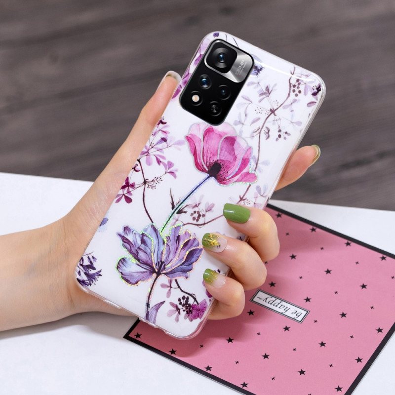 Deksel Til Xiaomi Redmi Note 11 Pro Plus 5G Marmorerte Blomster