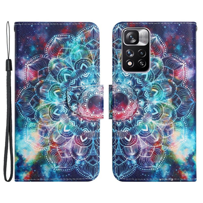 Folio Deksel Til Xiaomi Redmi Note 11 Pro Plus 5G Med Kjede Prangende Strappy Mandala