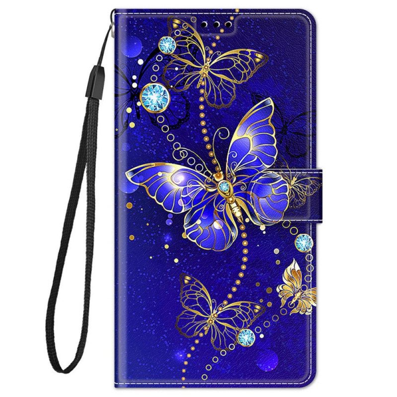 Folio Deksel Til Xiaomi Redmi Note 11 Pro Plus 5G Med Kjede Strap Butterflies Fan