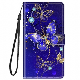 Folio Deksel Til Xiaomi Redmi Note 11 Pro Plus 5G Med Kjede Strap Butterflies Fan