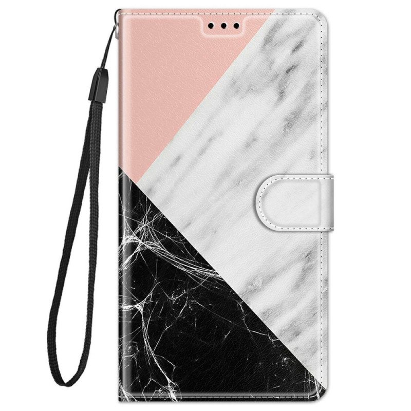 Folio Deksel Til Xiaomi Redmi Note 11 Pro Plus 5G Med Kjede Strappy Marble Elegance