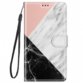 Folio Deksel Til Xiaomi Redmi Note 11 Pro Plus 5G Med Kjede Strappy Marble Elegance