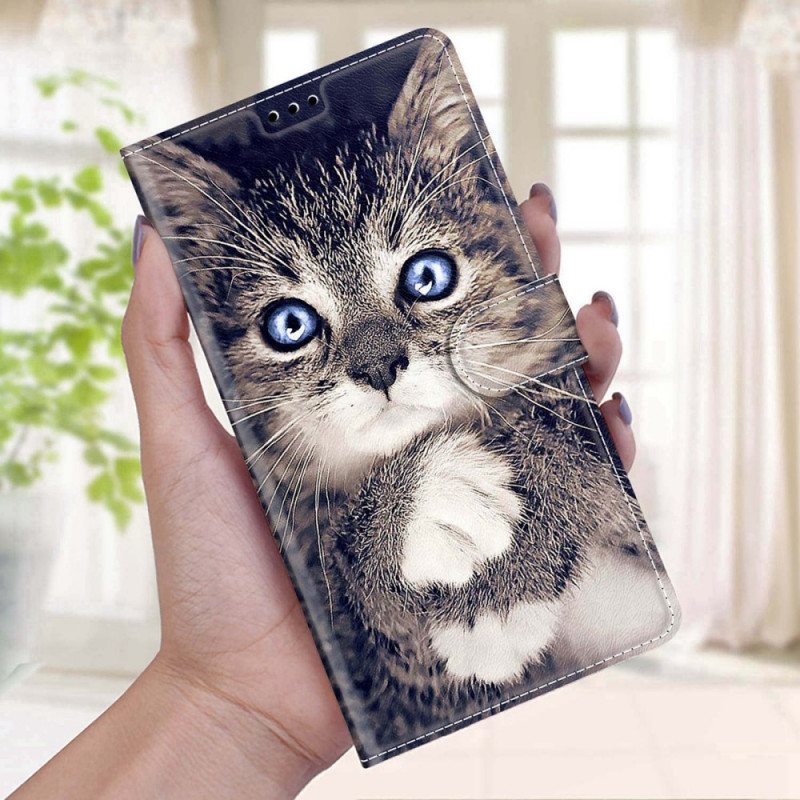 Folio Deksel Til Xiaomi Redmi Note 11 Pro Plus 5G Med Kjede Thong Cat Fan