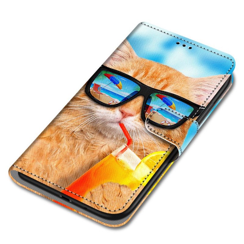 Lærdeksel Til Xiaomi Redmi Note 11 Pro Plus 5G Med Kjede Strappy Star Cat