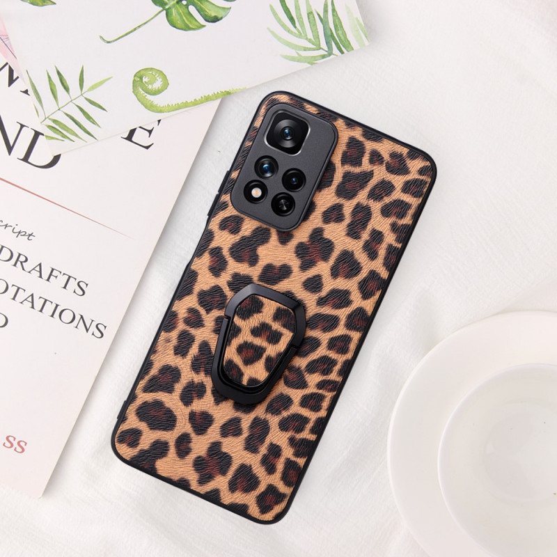 Mobildeksel Til Xiaomi Redmi Note 11 Pro Plus 5G Ringstøtte I Leopardstil