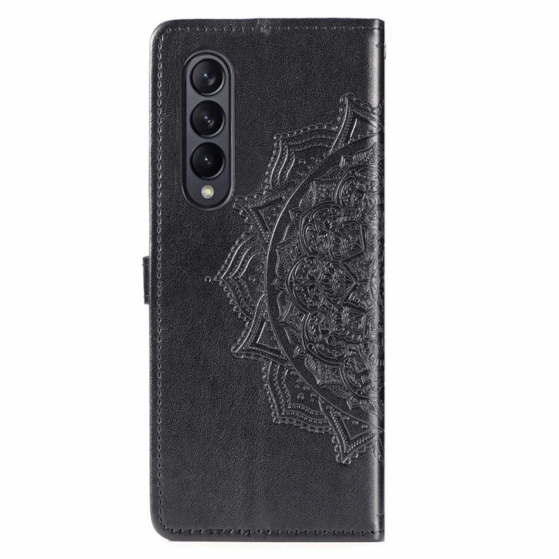 Lærdeksel Til Samsung Galaxy Z Fold 4 Med Kjede Middelaldersk Strappy Mandala