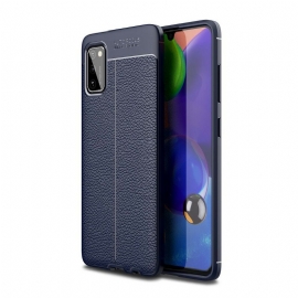 Deksel Til Samsung Galaxy A41 Dobbel Linje Litchi Leather Effect