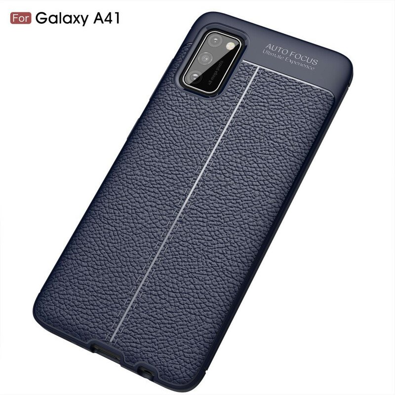 Deksel Til Samsung Galaxy A41 Dobbel Linje Litchi Leather Effect