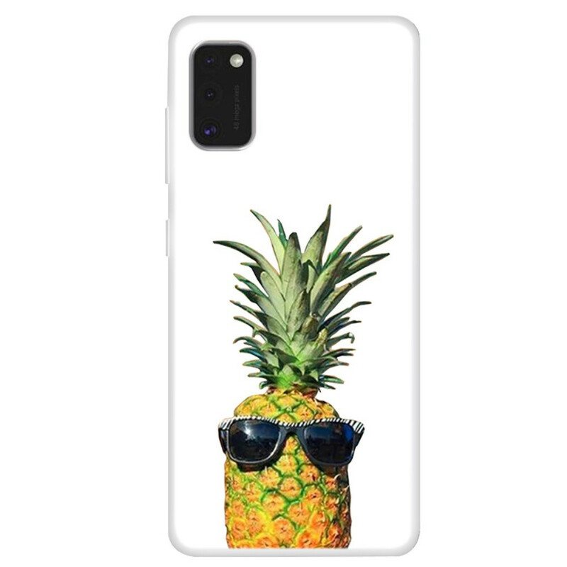 Deksel Til Samsung Galaxy A41 Gjennomsiktig Ananas Med Briller