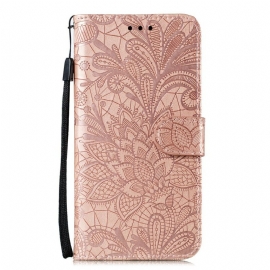 Folio Deksel Til Samsung Galaxy A41 Med Kjede Stropp Tribal Flowers