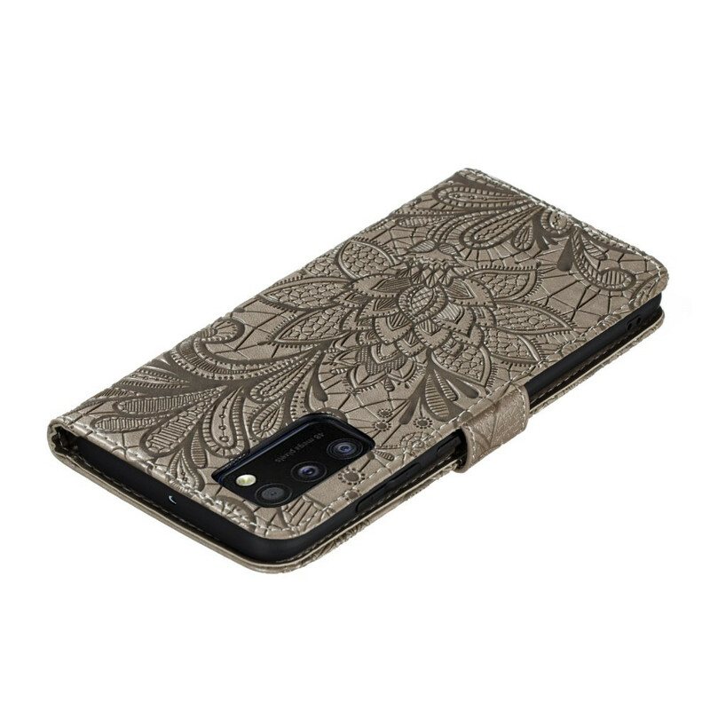 Folio Deksel Til Samsung Galaxy A41 Med Kjede Stropp Tribal Flowers