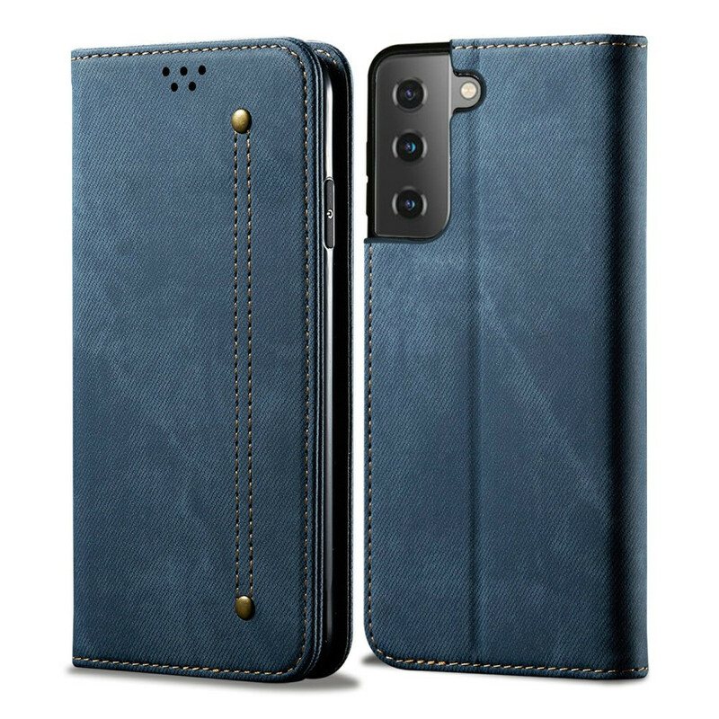 Beskyttelse Deksel Til Samsung Galaxy S21 5G Folio Deksel Denim Stoff