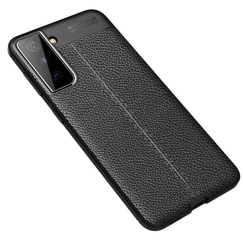 Deksel Til Samsung Galaxy S21 5G Dobbel Linje Litchi Leather Effect