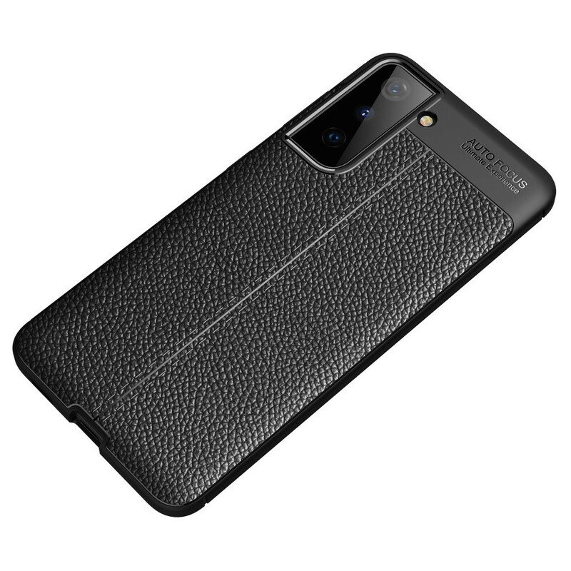 Deksel Til Samsung Galaxy S21 5G Dobbel Linje Litchi Leather Effect