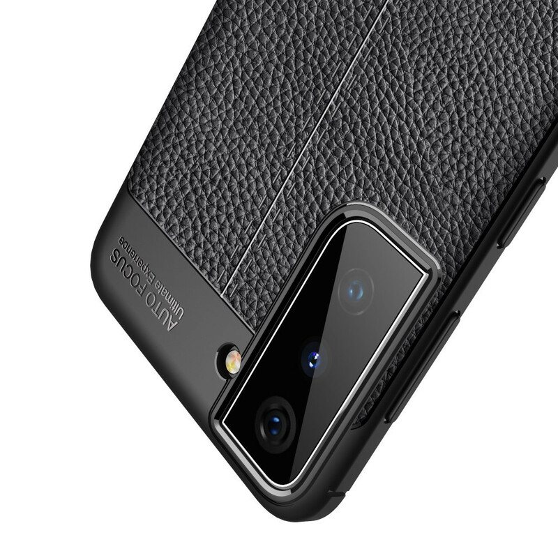 Deksel Til Samsung Galaxy S21 5G Dobbel Linje Litchi Leather Effect