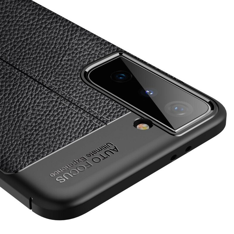 Deksel Til Samsung Galaxy S21 5G Dobbel Linje Litchi Leather Effect