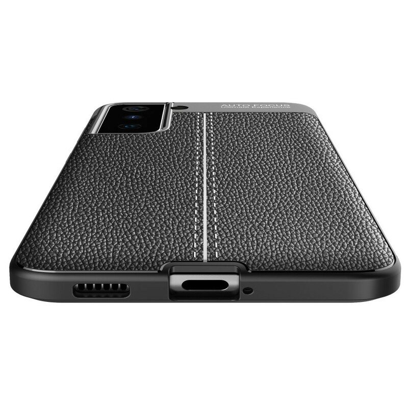 Deksel Til Samsung Galaxy S21 5G Dobbel Linje Litchi Leather Effect