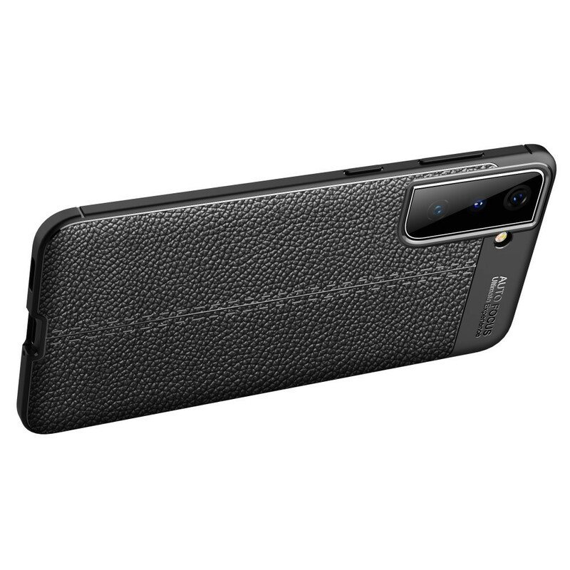 Deksel Til Samsung Galaxy S21 5G Dobbel Linje Litchi Leather Effect