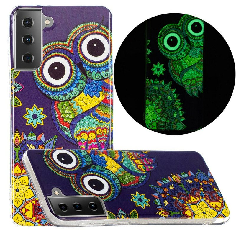 Deksel Til Samsung Galaxy S21 5G Fluorescerende Ugle Mandala