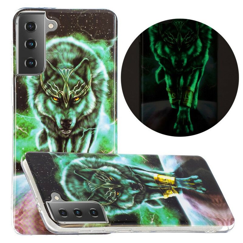 Deksel Til Samsung Galaxy S21 5G Fluorescerende Wolf-serien