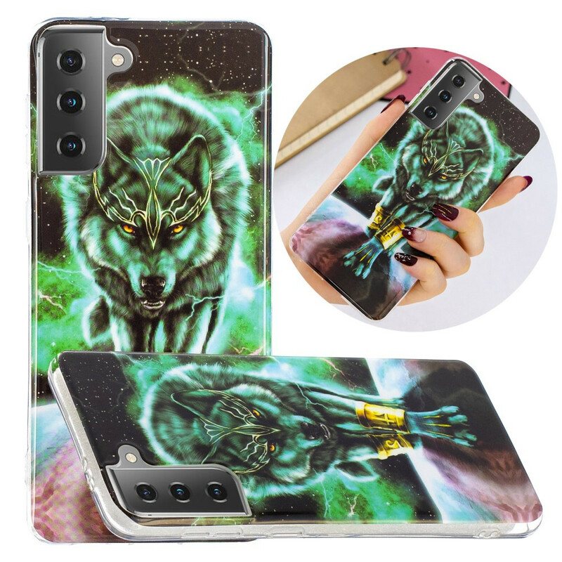 Deksel Til Samsung Galaxy S21 5G Fluorescerende Wolf-serien