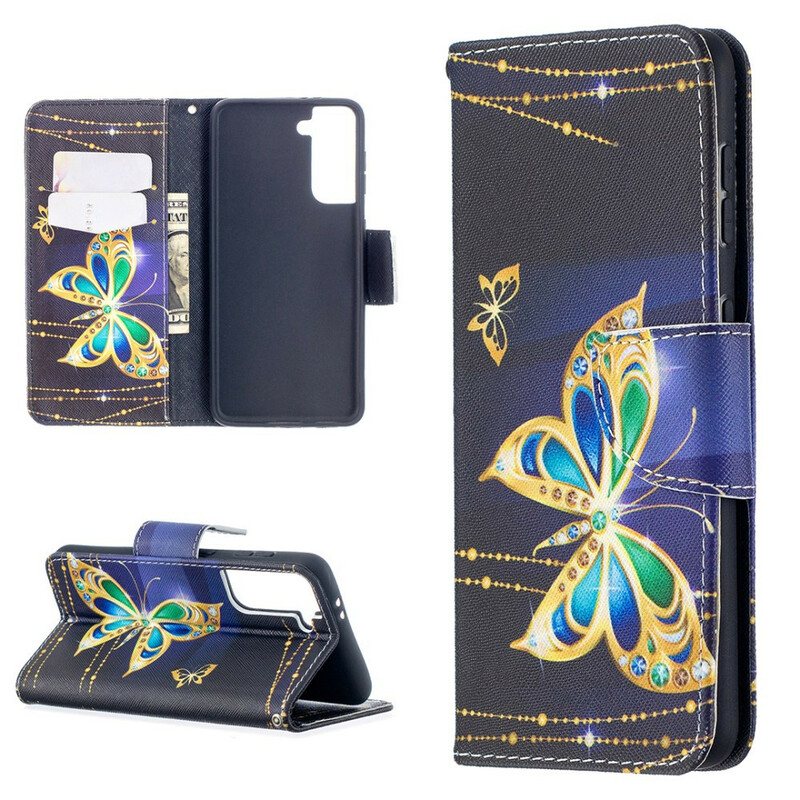 Folio Deksel Til Samsung Galaxy S21 5G Butterflies Kings