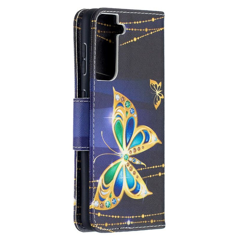 Folio Deksel Til Samsung Galaxy S21 5G Butterflies Kings