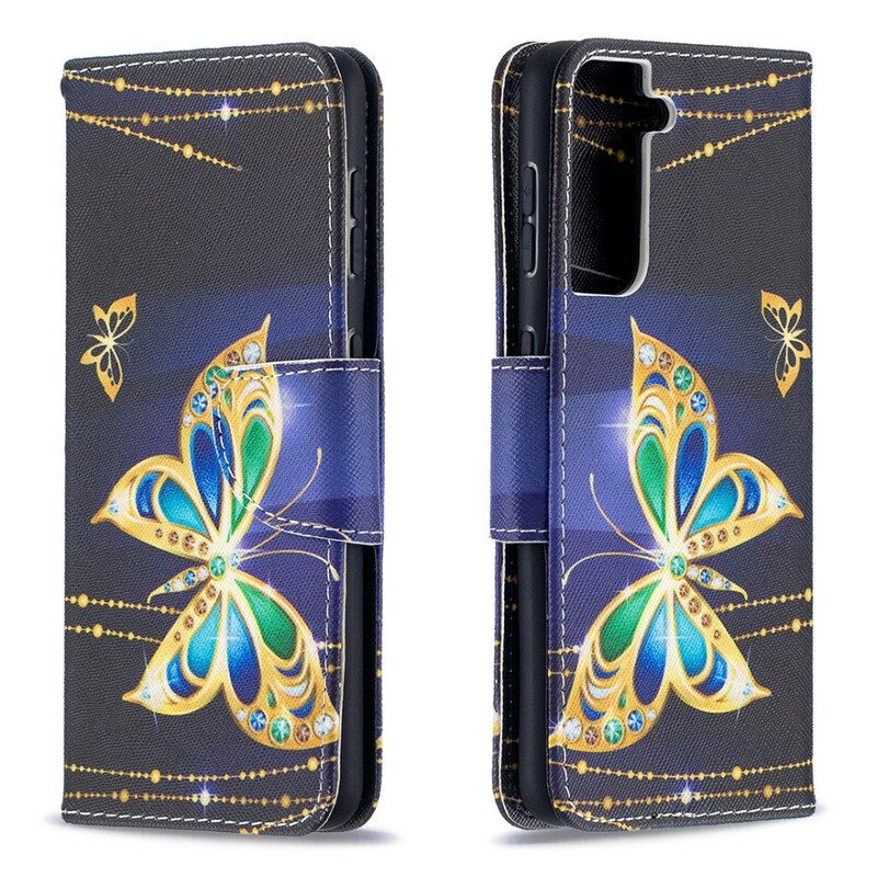 Folio Deksel Til Samsung Galaxy S21 5G Butterflies Kings