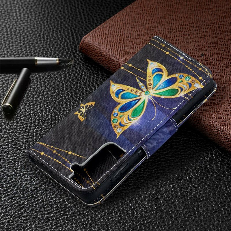 Folio Deksel Til Samsung Galaxy S21 5G Butterflies Kings