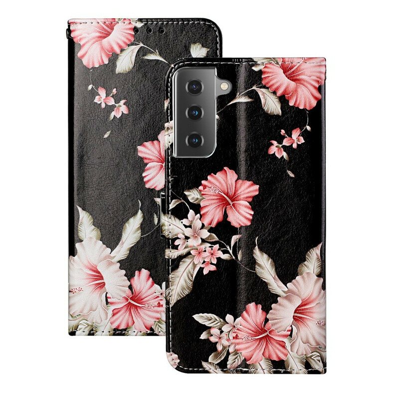 Folio Deksel Til Samsung Galaxy S21 5G Gale Blomster