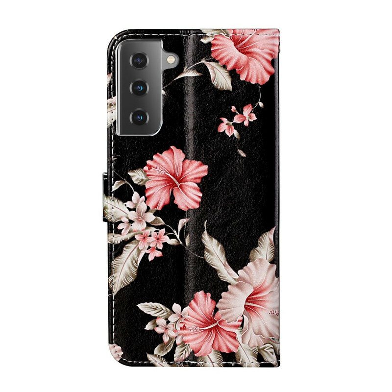 Folio Deksel Til Samsung Galaxy S21 5G Gale Blomster