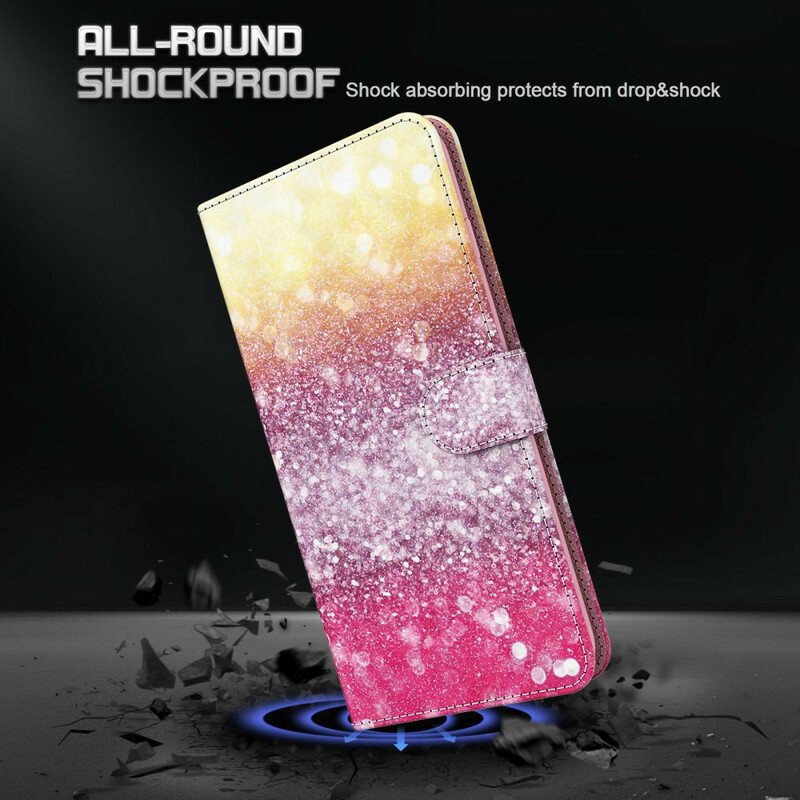 Folio Deksel Til Samsung Galaxy S21 5G Magenta Glittergradient