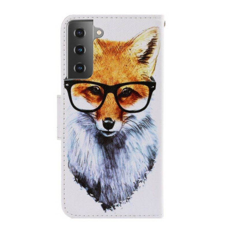 Folio Deksel Til Samsung Galaxy S21 5G Med Kjede Brainy Fox Med Stropp