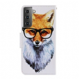 Folio Deksel Til Samsung Galaxy S21 5G Med Kjede Brainy Fox Med Stropp