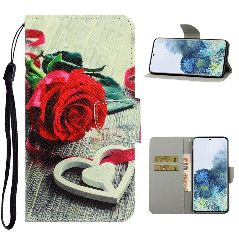 Folio Deksel Til Samsung Galaxy S21 5G Med Kjede Fargerike Strappy Blomster