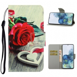 Folio Deksel Til Samsung Galaxy S21 5G Med Kjede Fargerike Strappy Blomster