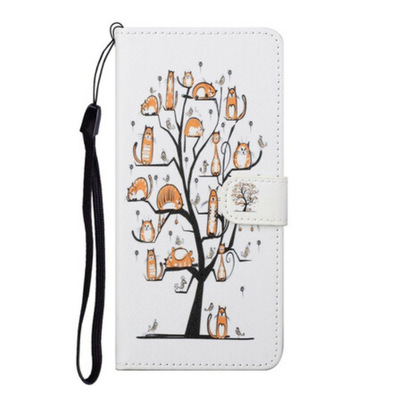 Folio Deksel Til Samsung Galaxy S21 5G Med Kjede Funky Cats Med Stropp