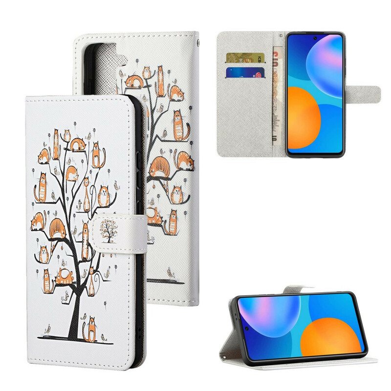 Folio Deksel Til Samsung Galaxy S21 5G Med Kjede Funky Cats Med Stropp