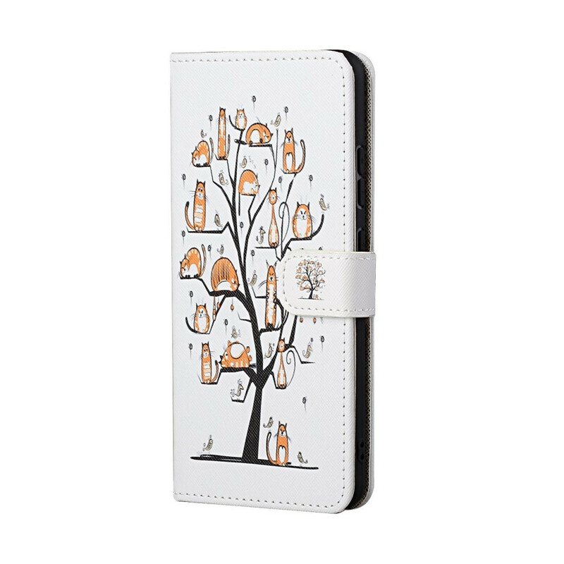 Folio Deksel Til Samsung Galaxy S21 5G Med Kjede Funky Cats Med Stropp