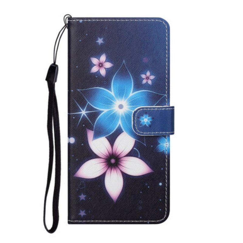 Folio Deksel Til Samsung Galaxy S21 5G Med Kjede Lunar Strap Blomster