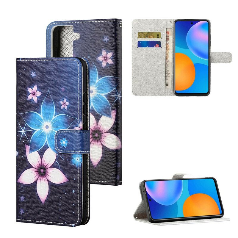 Folio Deksel Til Samsung Galaxy S21 5G Med Kjede Lunar Strap Blomster