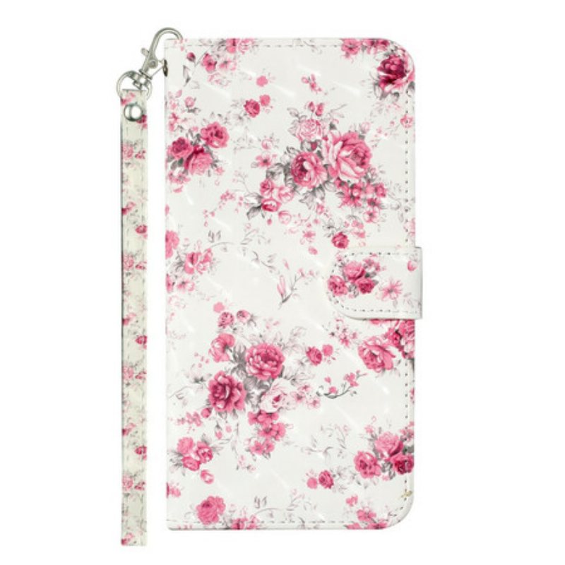 Folio Deksel Til Samsung Galaxy S21 5G Med Kjede Strap Light Spot Flowers